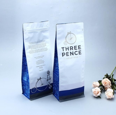 Food Grade Aluminum Foil Coffee Sachet Bag Flat Bottom 300 Micron With Zipper Valve