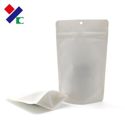 Compostable Biodegradable Packaging Bags White Kraft Stand Up Pouch With Zipper